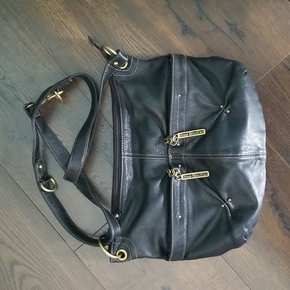 Stone Mountain leather purse with adjustable strap, Black - Picture 1 of 8